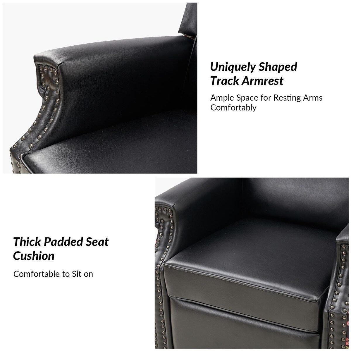 Fauteuil inclinable pivotant Amelia en cuir PU avec coutures florales par HULALA HOME