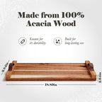 Plateau rectangulaire en bois d'acacia avec poignée en cuir, American Atelier - 18 x 9