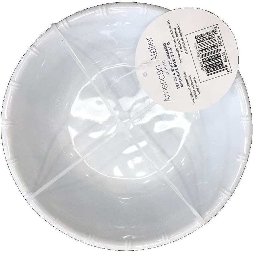 Ensemble de 4 bols en mélamine à bords en bambou blanc American Atelier - 7,5 pouces