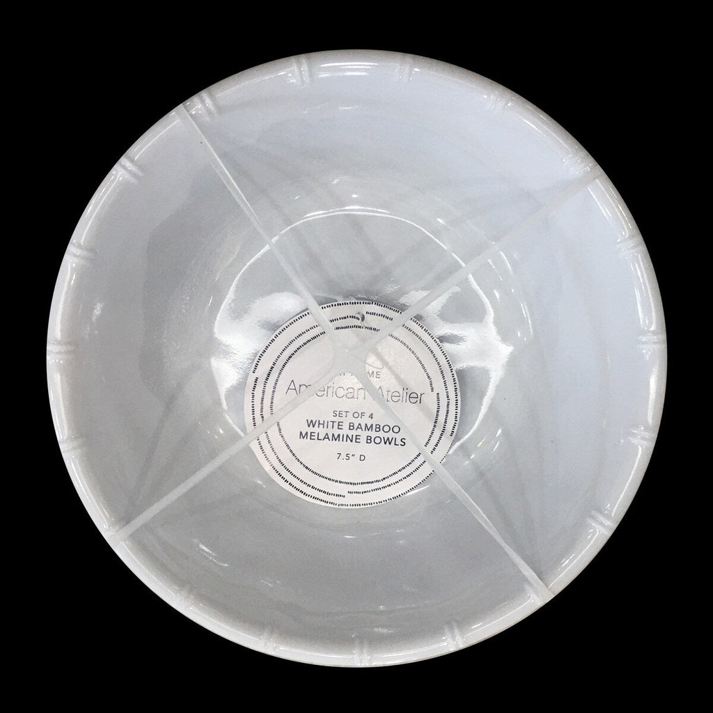Ensemble de 4 bols en mélamine à bords en bambou blanc American Atelier - 7,5 pouces