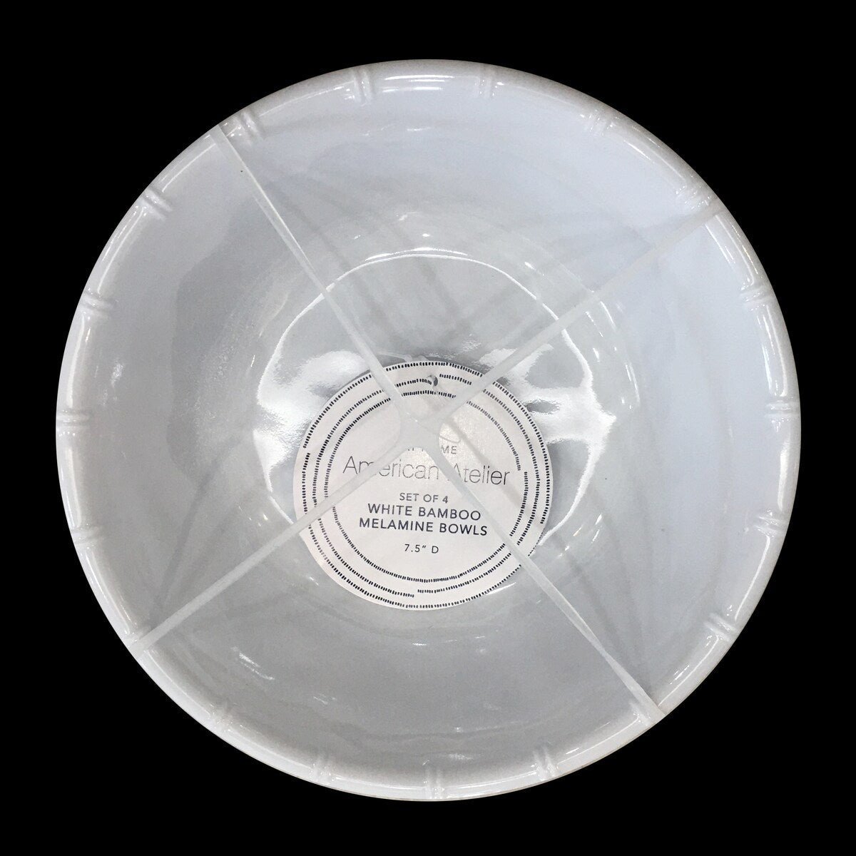 Ensemble de 4 bols en mélamine à bords en bambou blanc American Atelier - 7,5 pouces