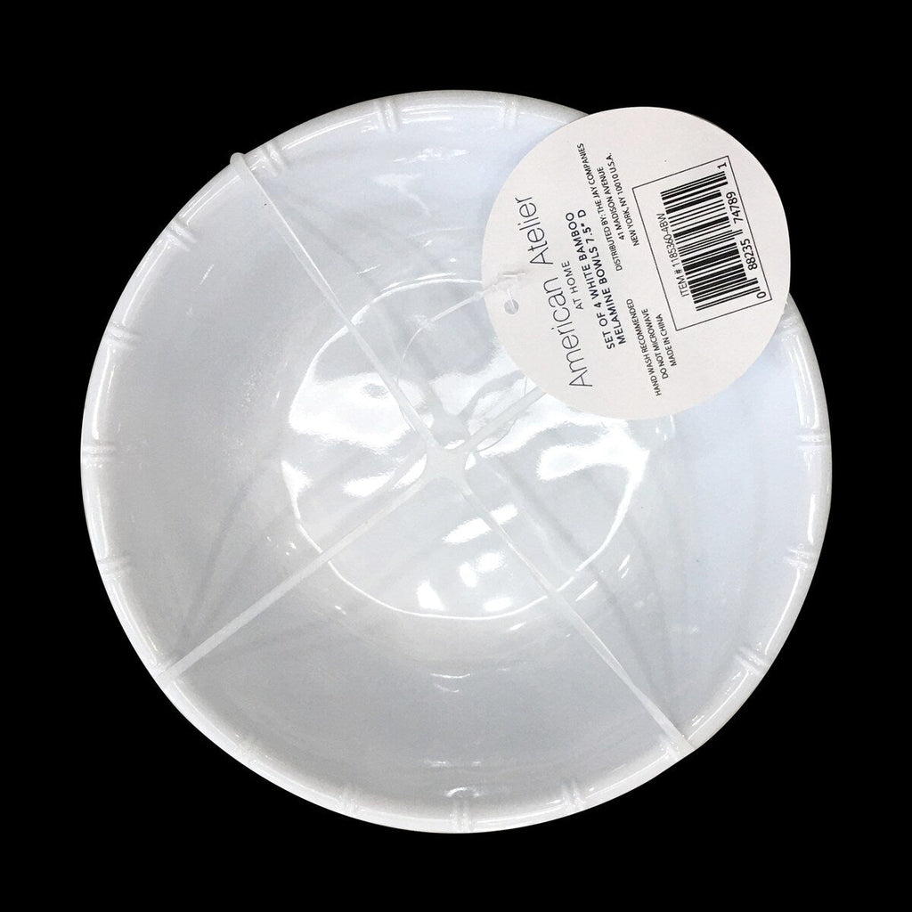 Ensemble de 4 bols en mélamine à bords en bambou blanc American Atelier - 7,5 pouces