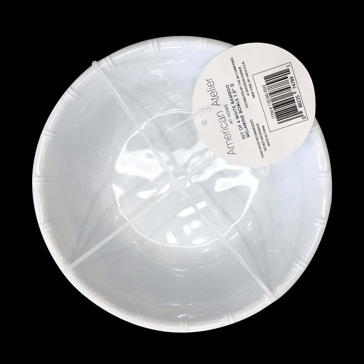 Ensemble de 4 bols en mélamine à bords en bambou blanc American Atelier - 7,5 pouces