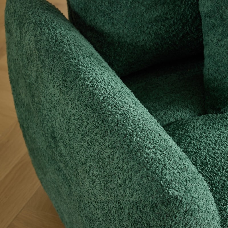 Canapé capitonné américain en tissu bouclé avec pouf - 3 places, 1 pouf