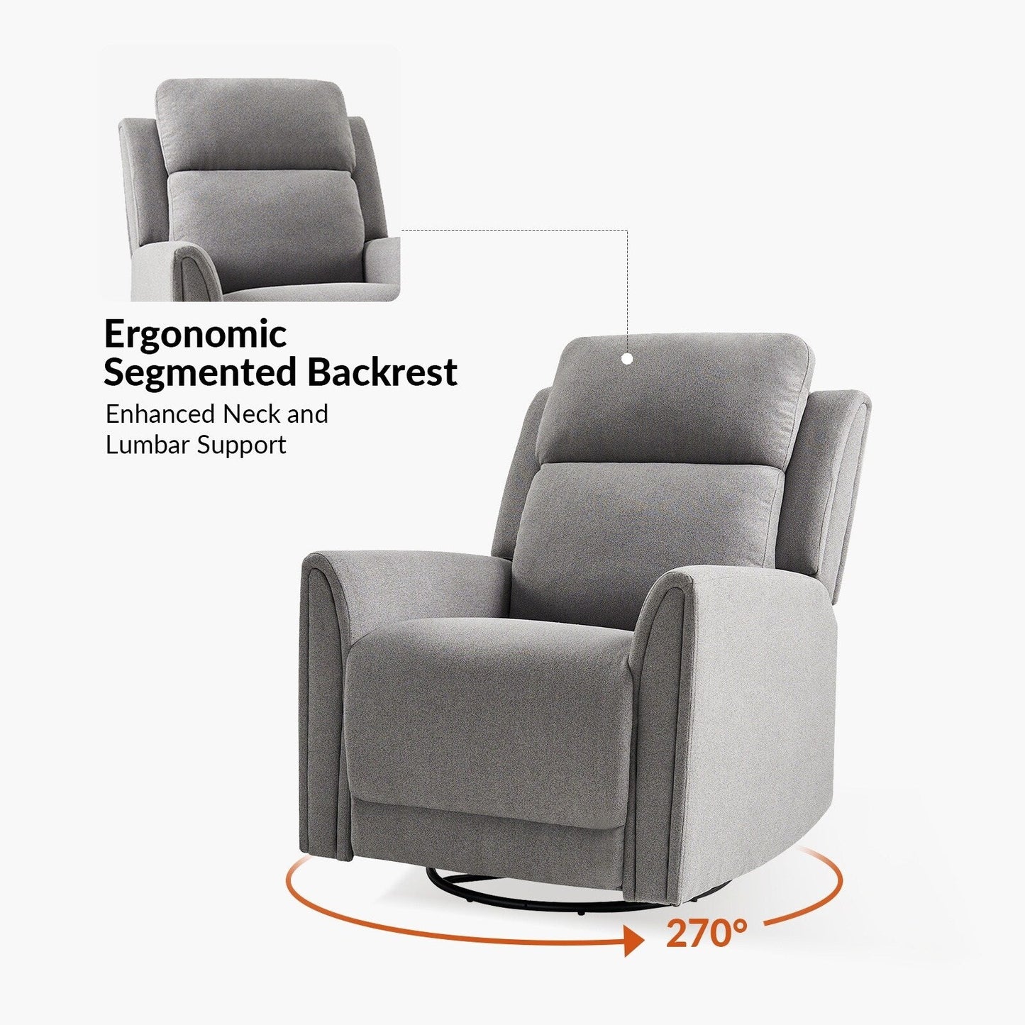 Fauteuil inclinable électrique pivotant et à bascule contemporain Amin avec appui-tête par HULALA HOME