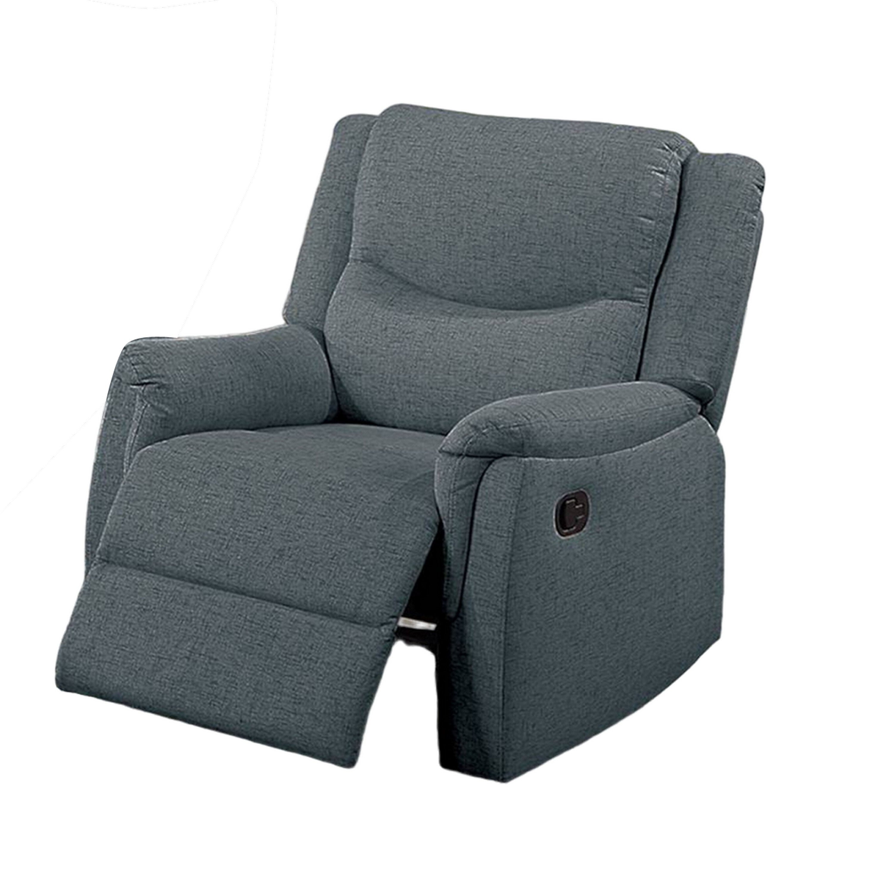 Fauteuil inclinable manuel Ammy, accoudoirs coussinés, imitation toile de jute gris foncé