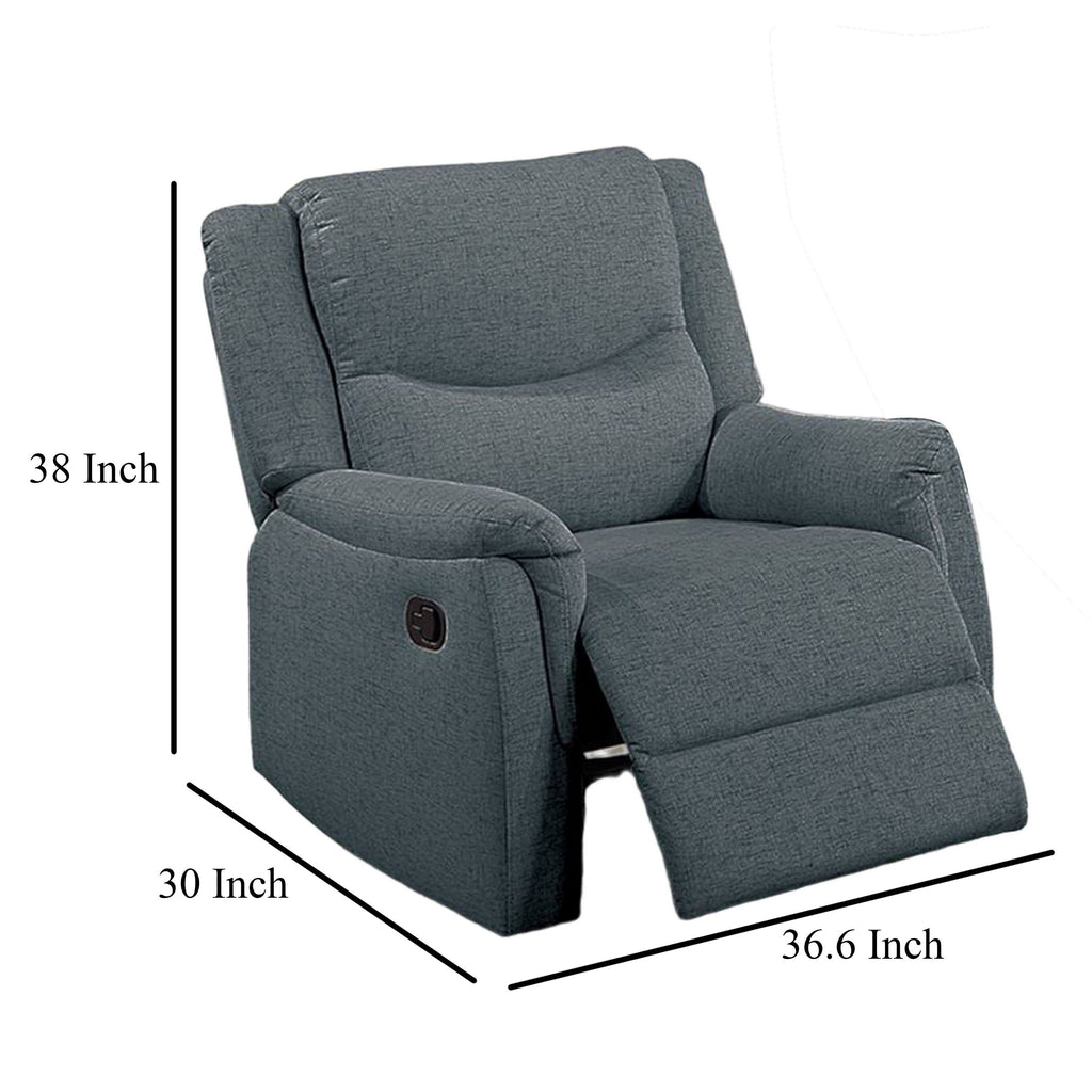 Fauteuil inclinable manuel Ammy, accoudoirs coussinés, imitation toile de jute gris foncé