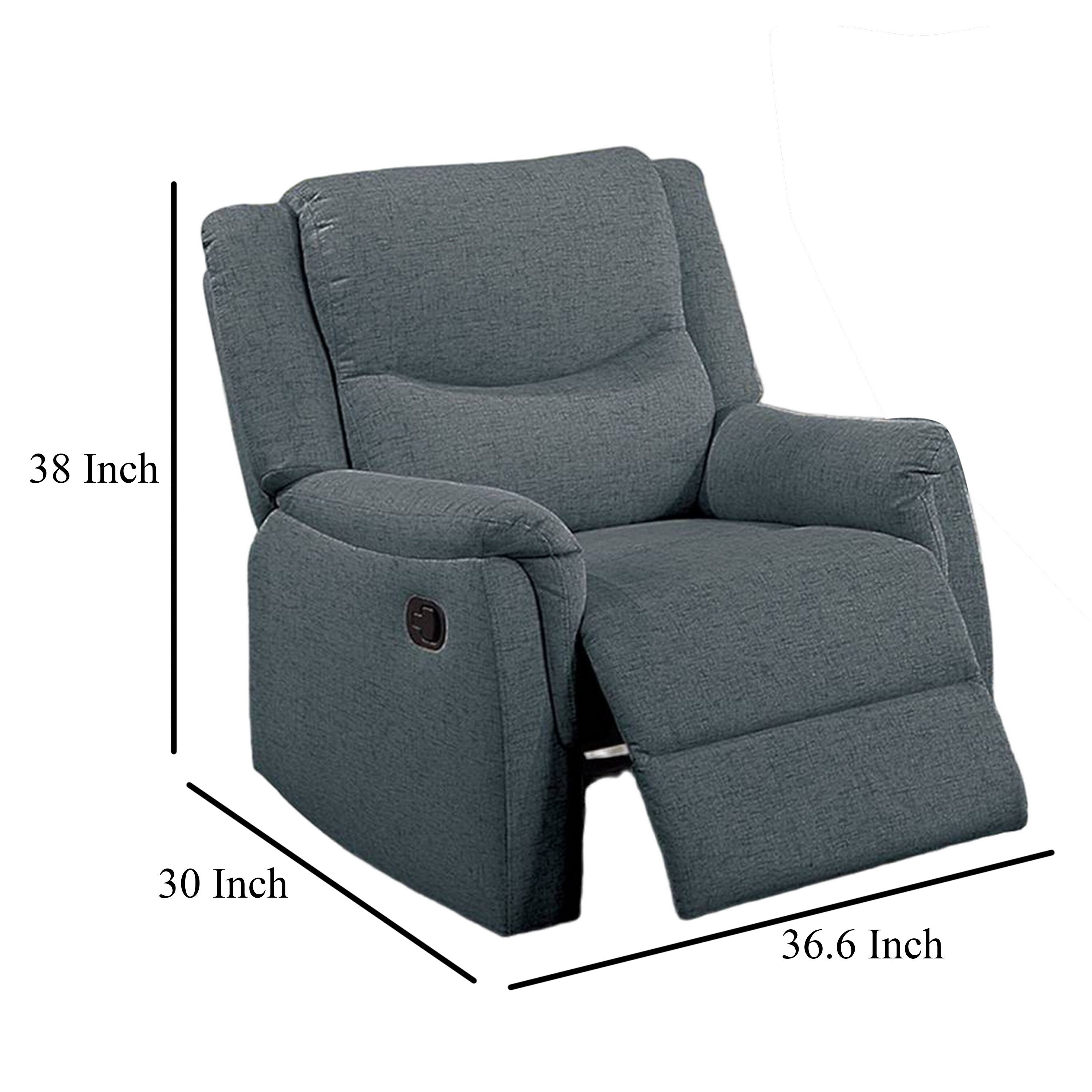 Fauteuil inclinable manuel Ammy, accoudoirs coussinés, imitation toile de jute gris foncé