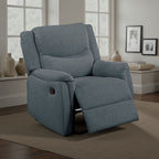 Fauteuil inclinable manuel Ammy, accoudoirs coussinés, imitation toile de jute gris foncé