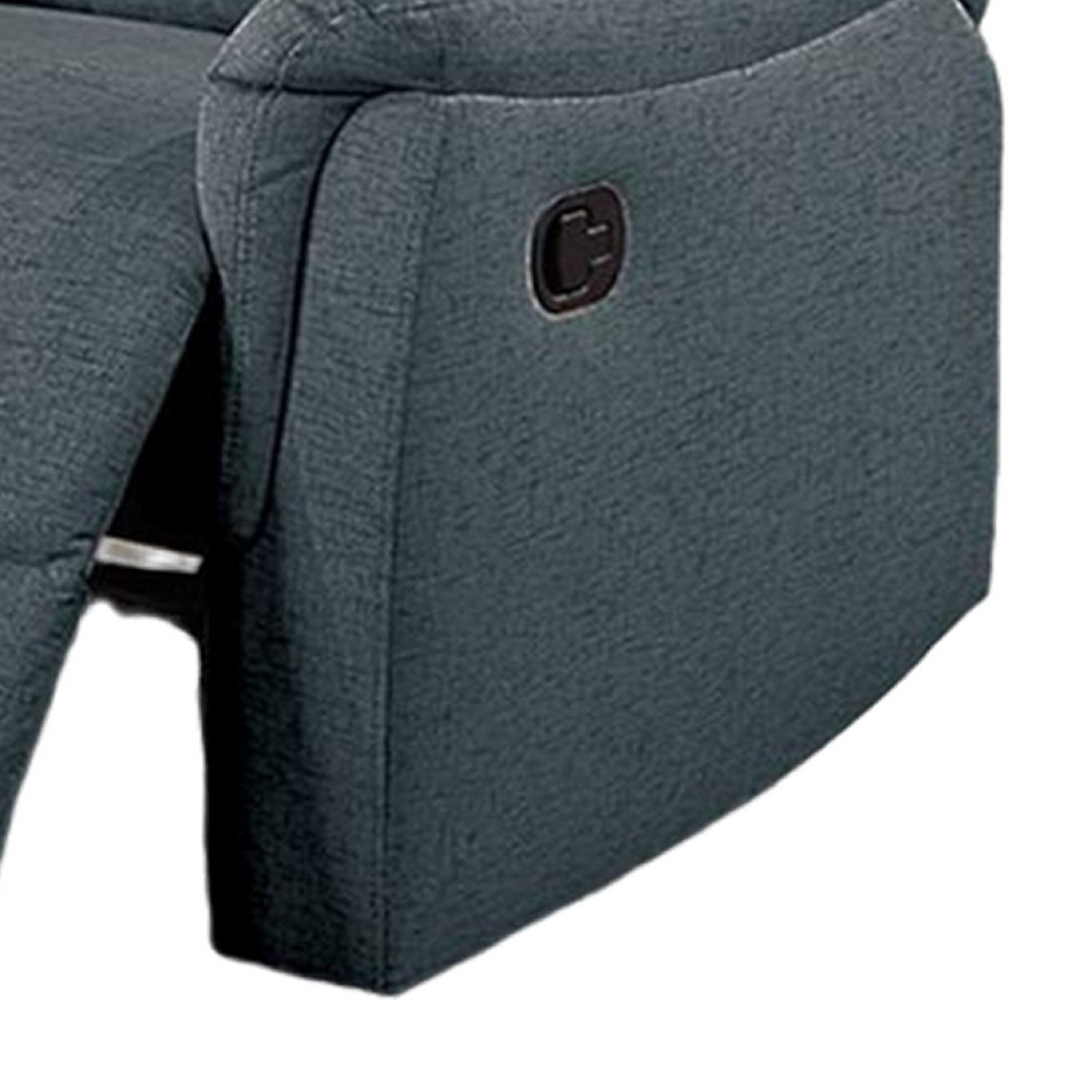 Fauteuil inclinable manuel Ammy, accoudoirs coussinés, imitation toile de jute gris foncé