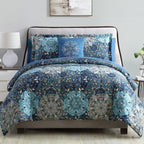 Parure de lit complète 8 pièces Modern Threads Granada avec couette réversible imprimée