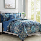 Parure de lit complète 8 pièces Modern Threads Granada avec couette réversible imprimée