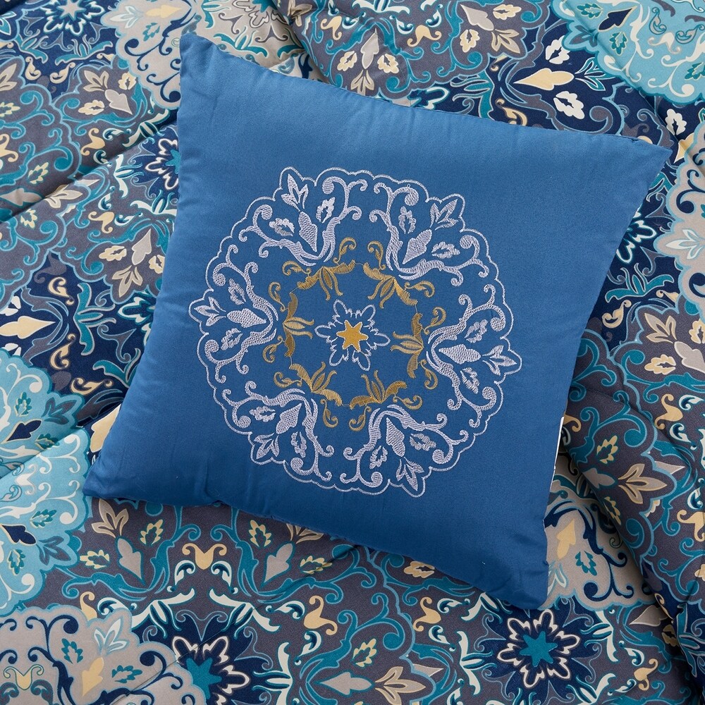 Parure de lit complète 8 pièces Modern Threads Granada avec couette réversible imprimée