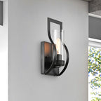 Applique murale Anastasia à 1 lumière avec abat-jour en verre transparent et cadre incurvé