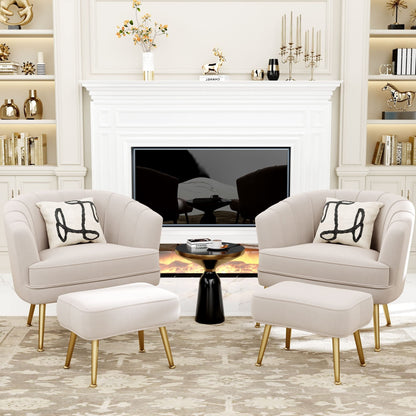 Fauteuil d'appoint Andeworld avec pouf, fauteuil d'appoint moderne rembourré, fauteuil de salon confortable en forme de tonneau