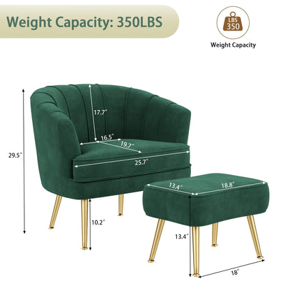 Fauteuil d'appoint Andeworld avec pouf, fauteuil d'appoint moderne rembourré, fauteuil de salon confortable en forme de tonneau