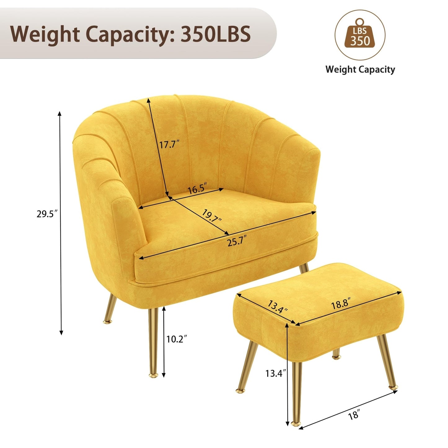 Fauteuil d'appoint Andeworld avec pouf, fauteuil d'appoint moderne rembourré, fauteuil de salon confortable en forme de tonneau