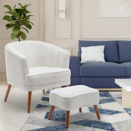 Fauteuil d'appoint Andeworld avec pouf, fauteuil d'appoint moderne rembourré, fauteuil de salon confortable en forme de tonneau
