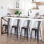 Tabourets de bar de ferme Andeworld, ensemble de 4 tabourets de bar à hauteur de comptoir - Ensemble de 4