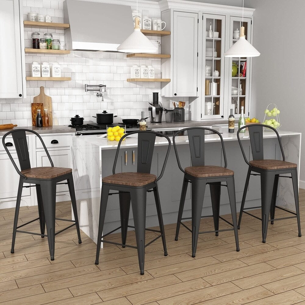 Tabourets de bar de ferme Andeworld, ensemble de 4 tabourets de bar à hauteur de comptoir - Ensemble de 4