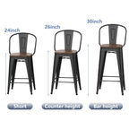 Tabourets de bar de ferme Andeworld, ensemble de 4 tabourets de bar à hauteur de comptoir - Ensemble de 4