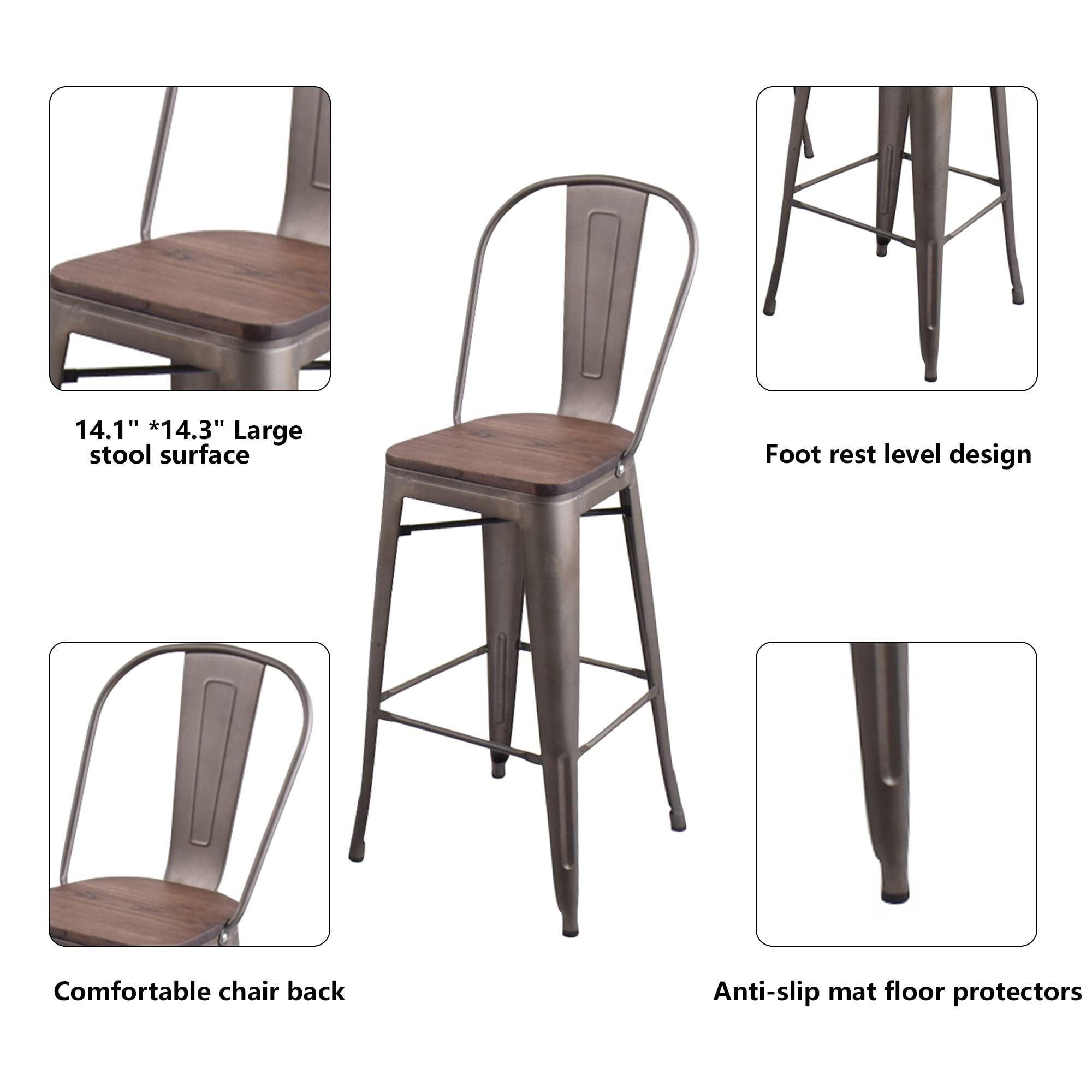 Tabourets de bar de ferme Andeworld, ensemble de 4 tabourets de bar à hauteur de comptoir - Ensemble de 4