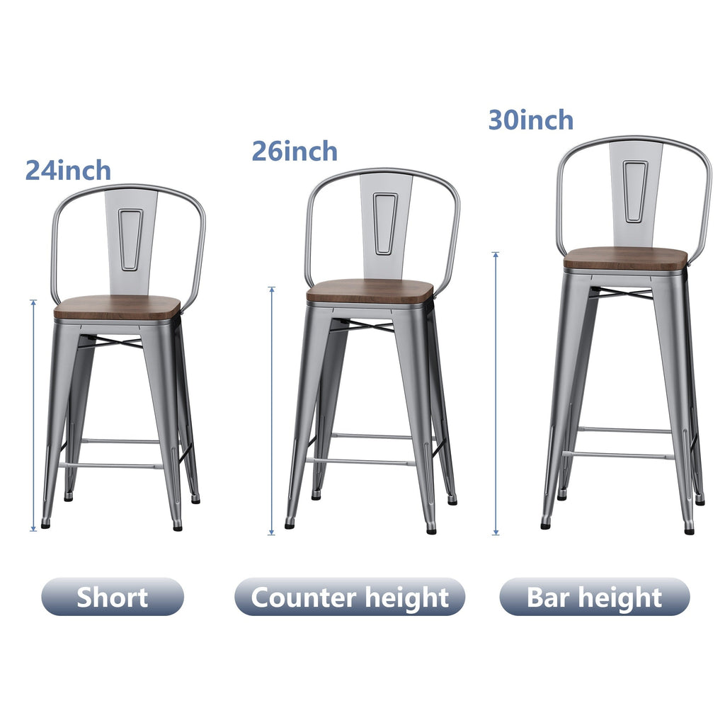 Tabourets de bar de ferme Andeworld, ensemble de 4 tabourets de bar à hauteur de comptoir - Ensemble de 4