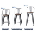 Tabourets de bar de ferme Andeworld, ensemble de 4 tabourets de bar à hauteur de comptoir - Ensemble de 4