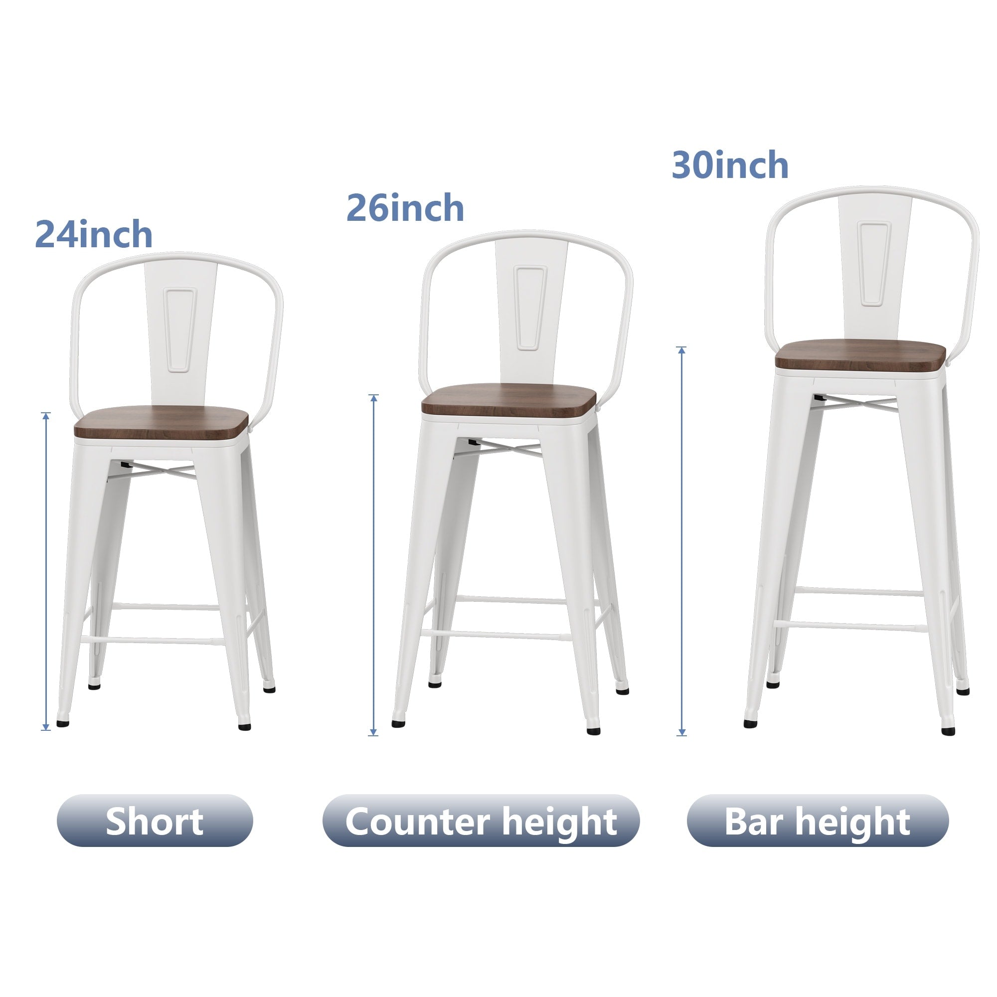 Tabourets de bar de ferme Andeworld, ensemble de 4 tabourets de bar à hauteur de comptoir - Ensemble de 4