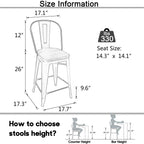 Tabourets de bar de ferme Andeworld, ensemble de 4 tabourets de bar à hauteur de comptoir - Ensemble de 4