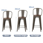 Tabourets de bar de ferme Andeworld, ensemble de 4 tabourets de bar à hauteur de comptoir - Ensemble de 4