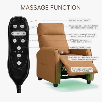 Fauteuil inclinable Andrea avec lumières LED et massage chauffant