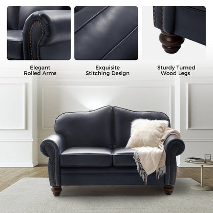 Canapé transitionnel Angel en cuir véritable avec dossier capitonné par HULALA HOME