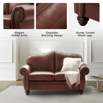 Canapé transitionnel Angel en cuir véritable avec dossier capitonné par HULALA HOME