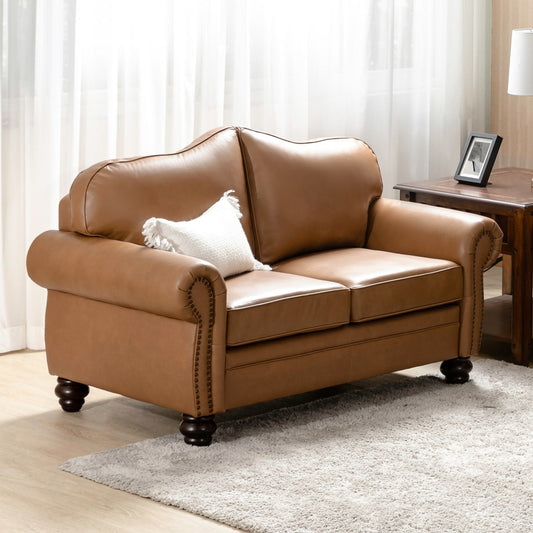 Canapé transitionnel Angel en cuir véritable avec dossier capitonné par HULALA HOME