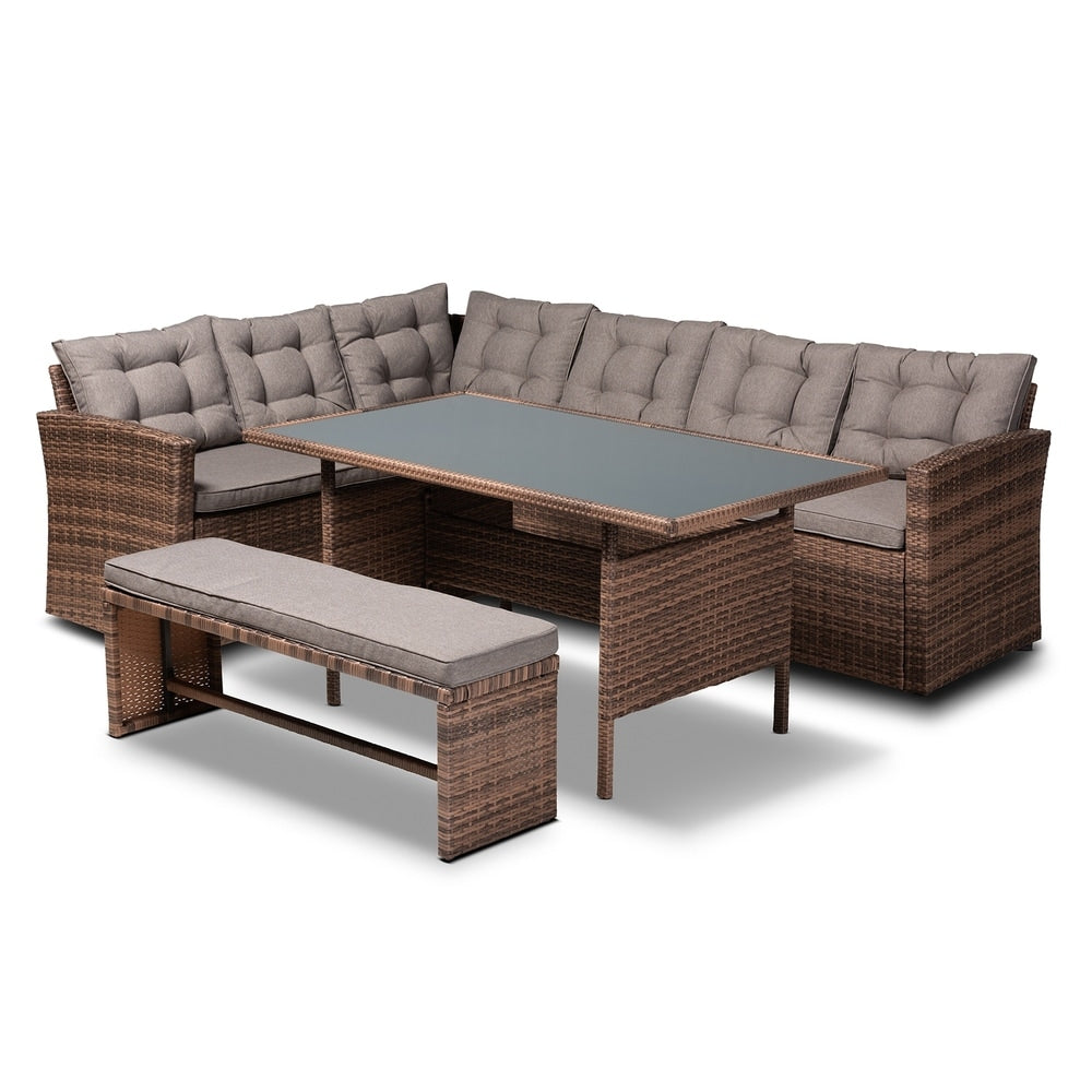 Ensemble de patio extérieur moderne et contemporain Angela 4 pièces