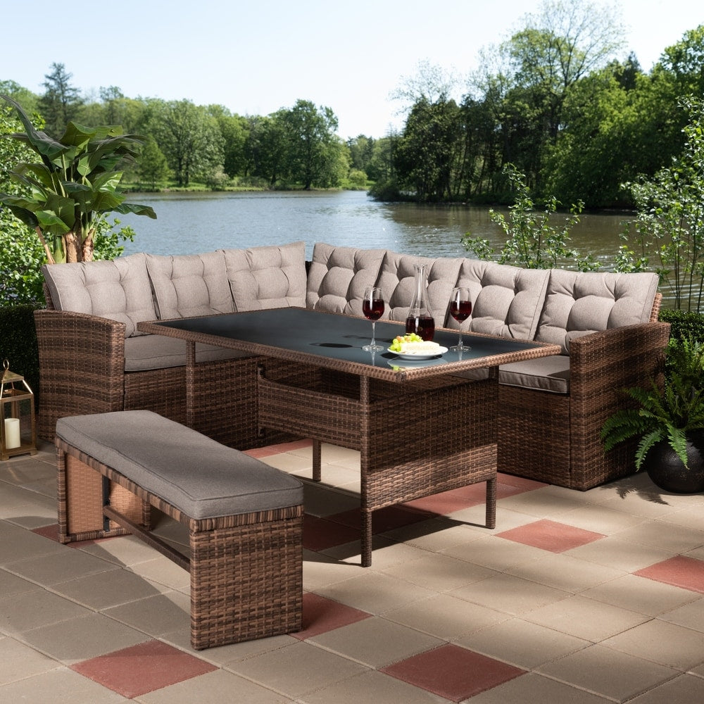 Ensemble de patio extérieur moderne et contemporain Angela 4 pièces