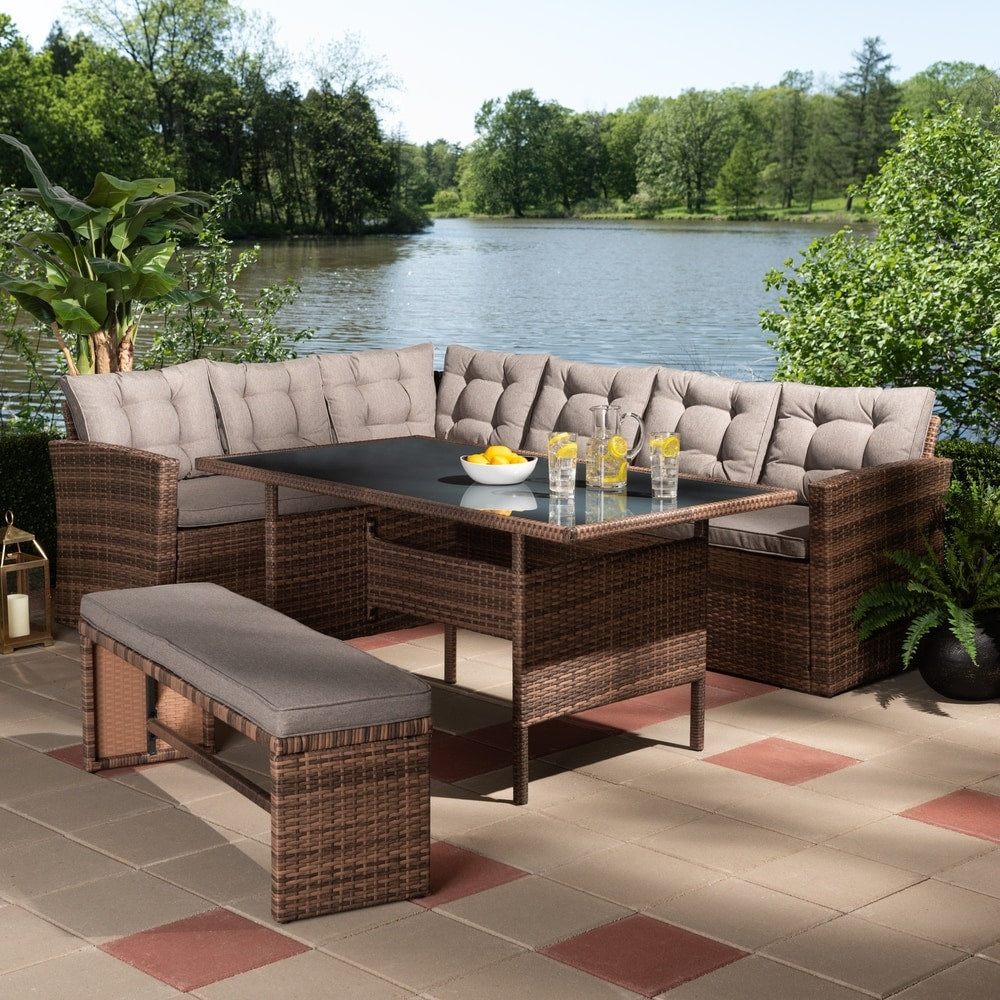 Ensemble de patio extérieur moderne et contemporain Angela 4 pièces