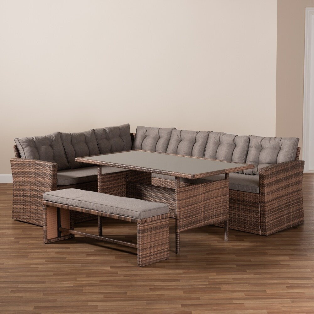 Ensemble de patio extérieur moderne et contemporain Angela 4 pièces