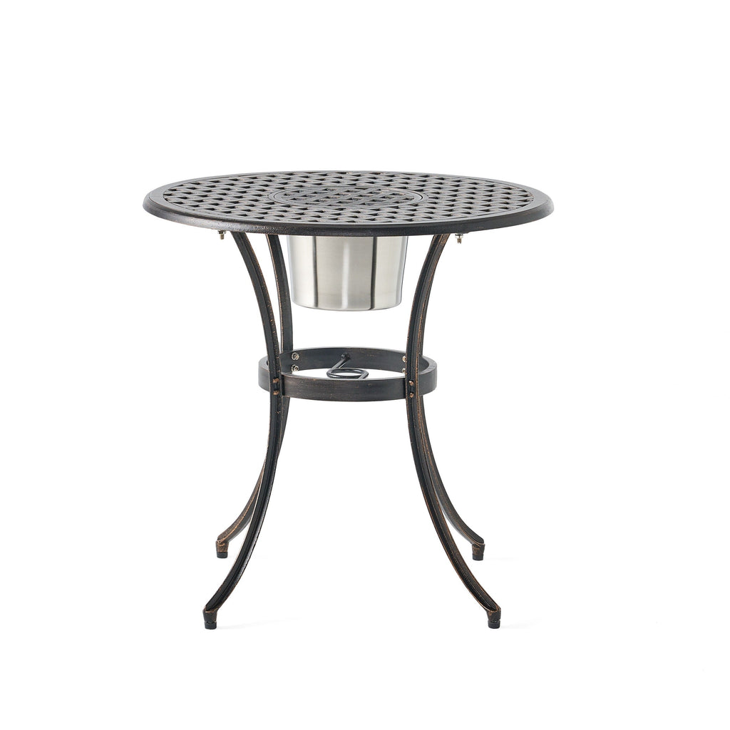 Christopher Knight Home Angeles Ensemble de bistrot d'extérieur en aluminium moulé avec seau à glace intégré