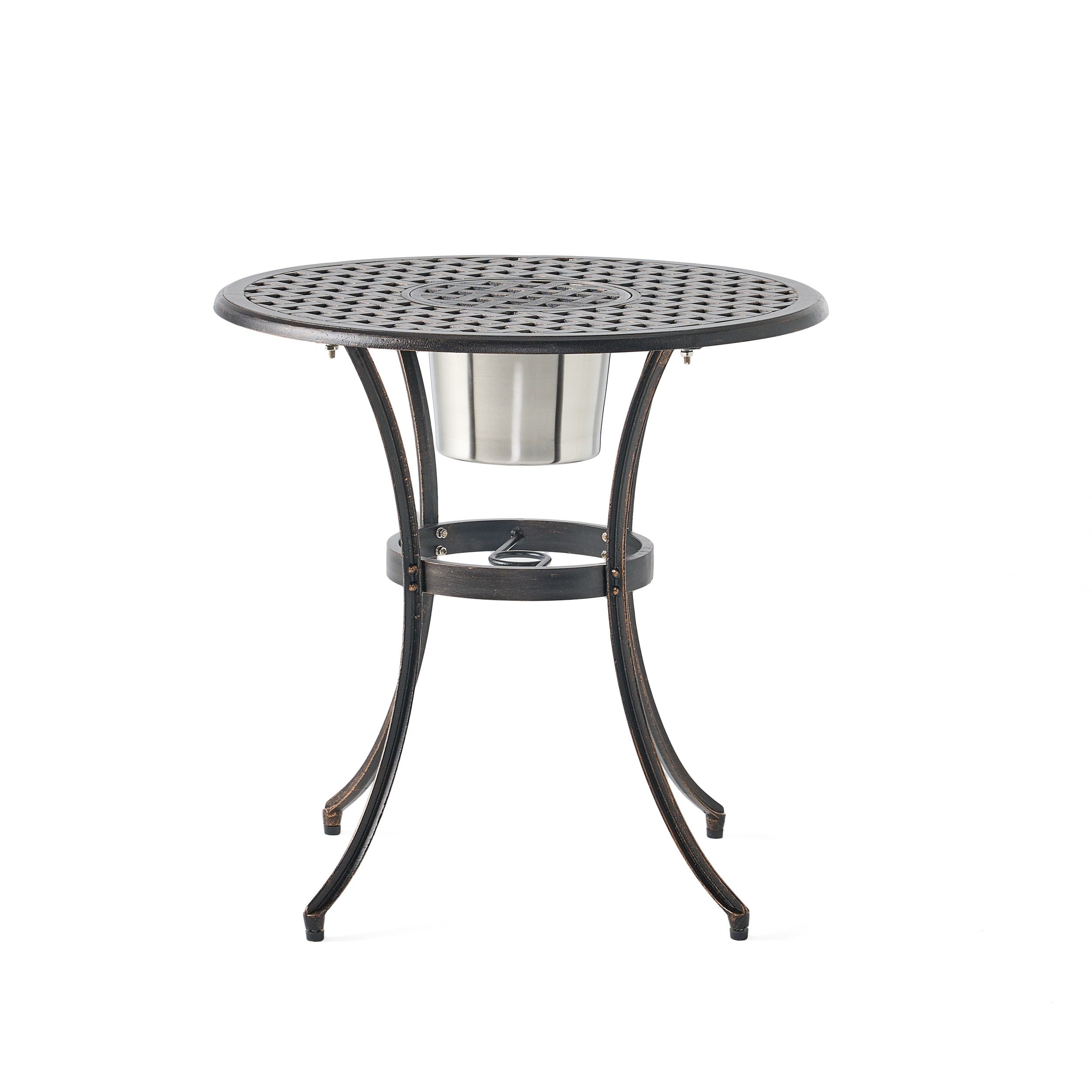 Christopher Knight Home Angeles Ensemble de bistrot d'extérieur en aluminium moulé avec seau à glace intégré