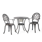 Christopher Knight Home Angeles Ensemble de bistrot d'extérieur en aluminium moulé avec seau à glace intégré
