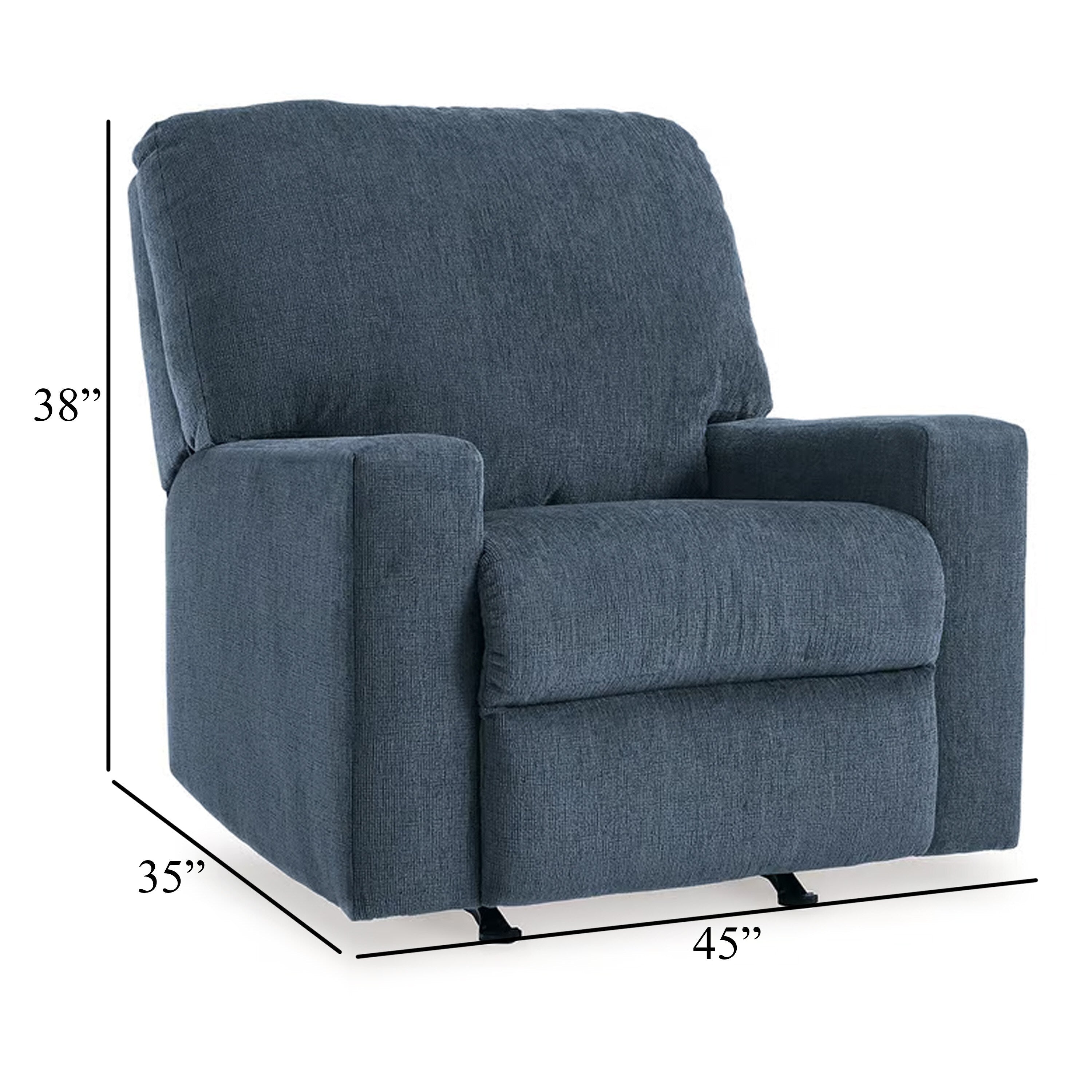 Fauteuil inclinable à bascule manuel Anise, languette de traction, polyester bleu marine