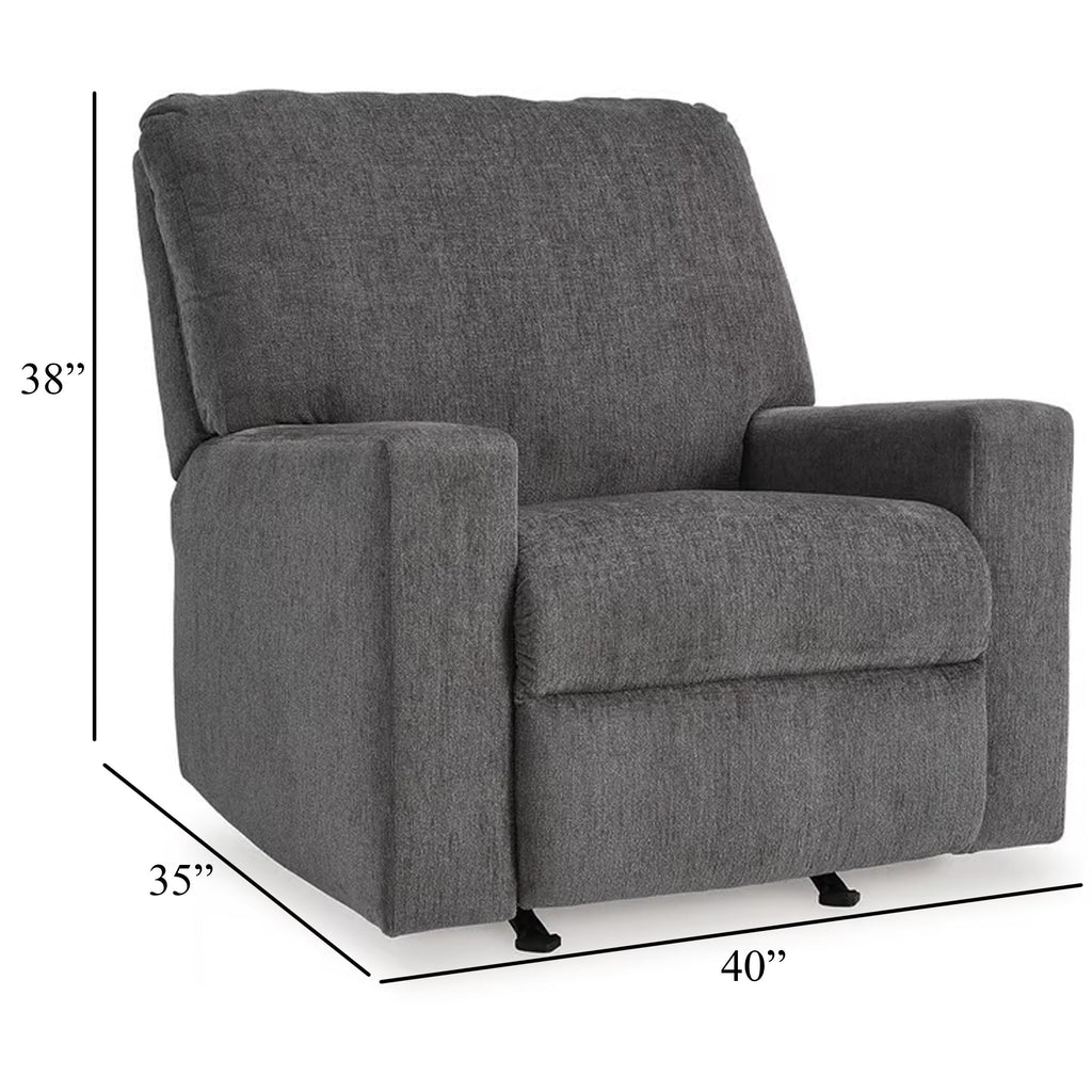 Fauteuil inclinable à bascule manuel Anise, tirette, polyester gris étain
