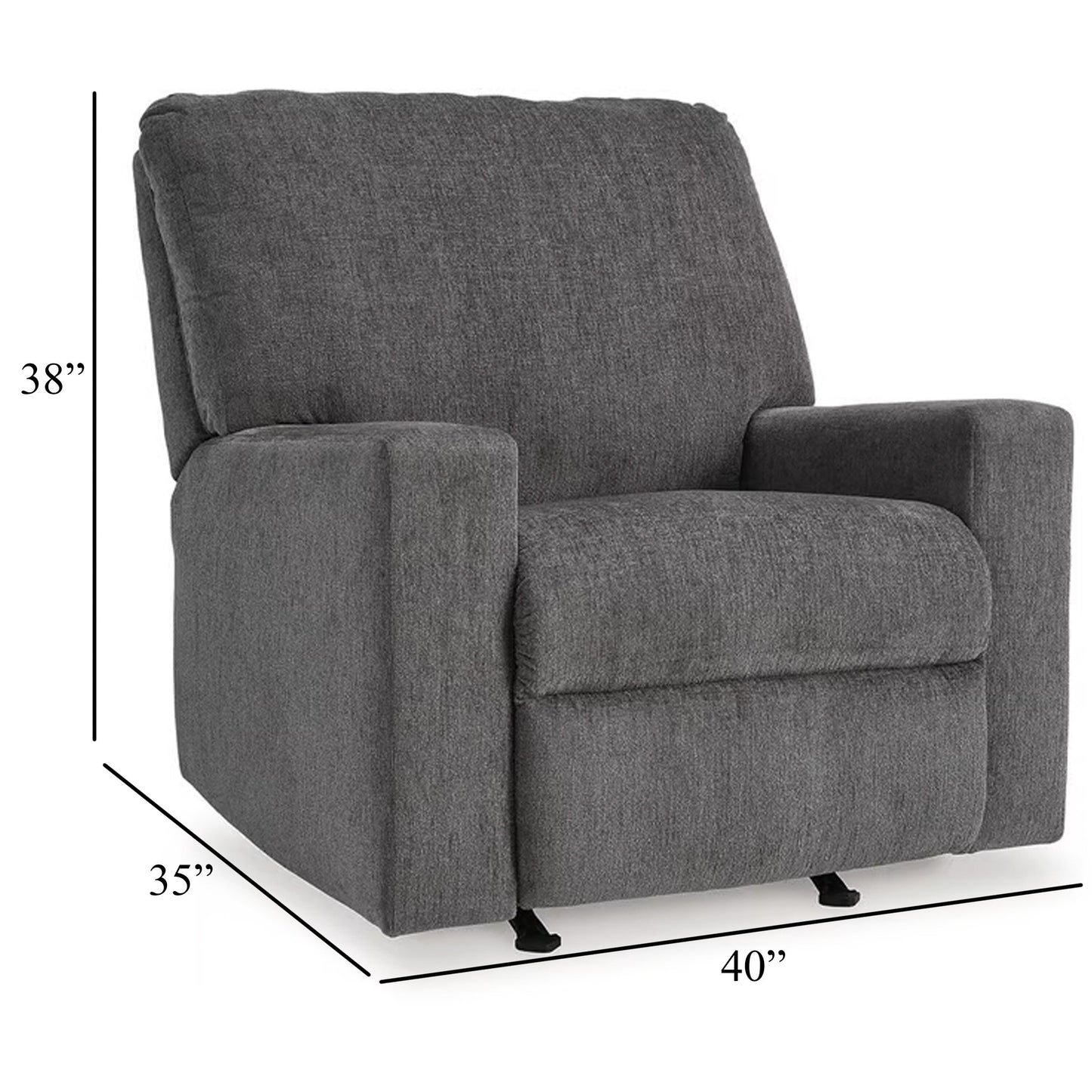 Fauteuil inclinable à bascule manuel Anise, tirette, polyester gris étain