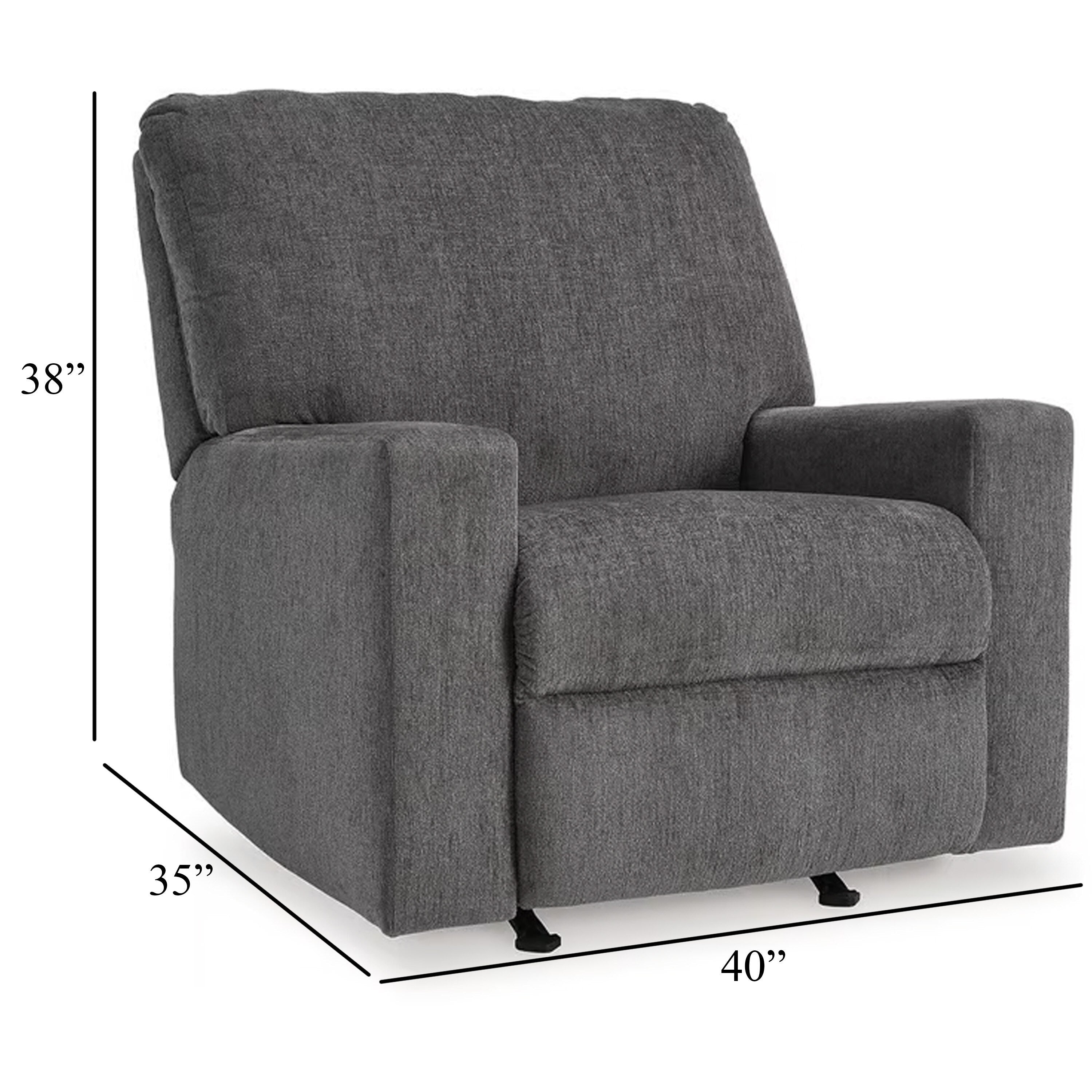 Fauteuil inclinable à bascule manuel Anise, tirette, polyester gris étain
