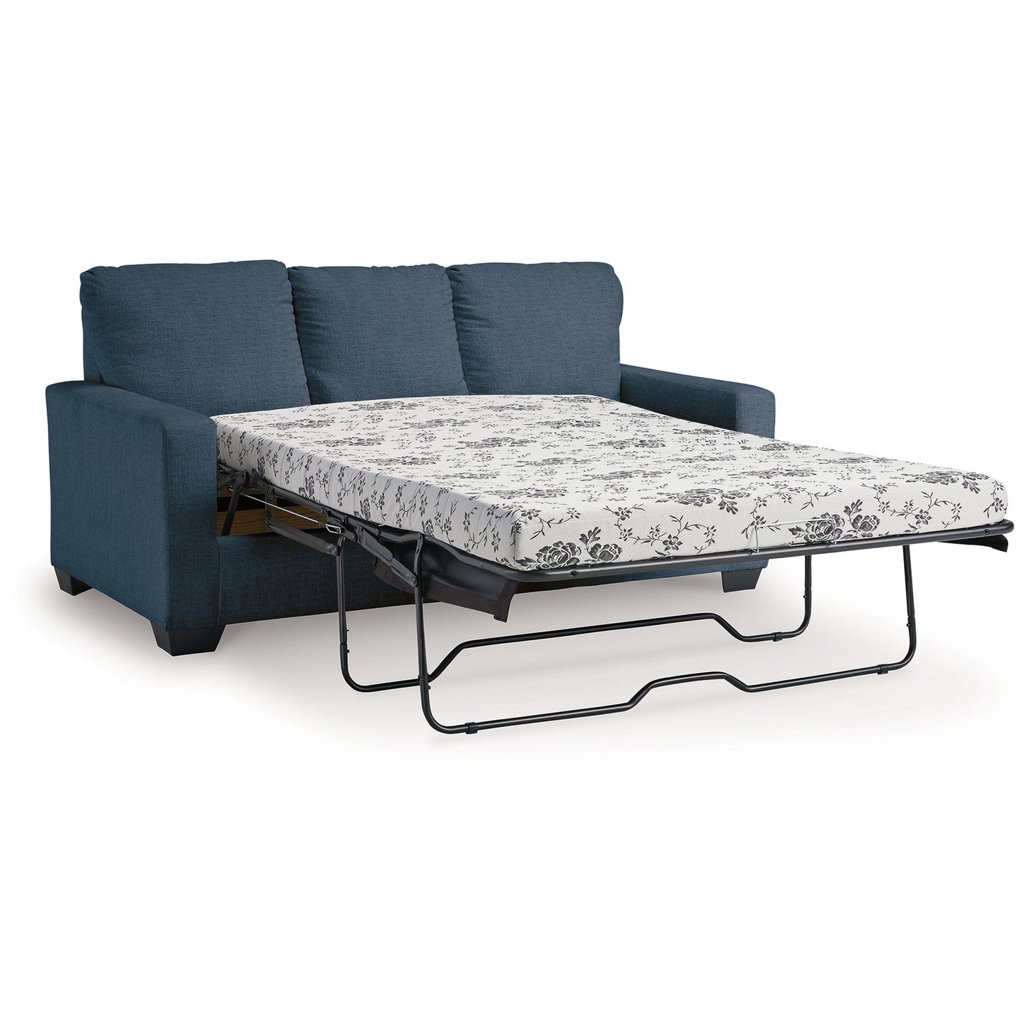 Canapé-lit Anise avec lit gigogne double, polyester bleu marine
