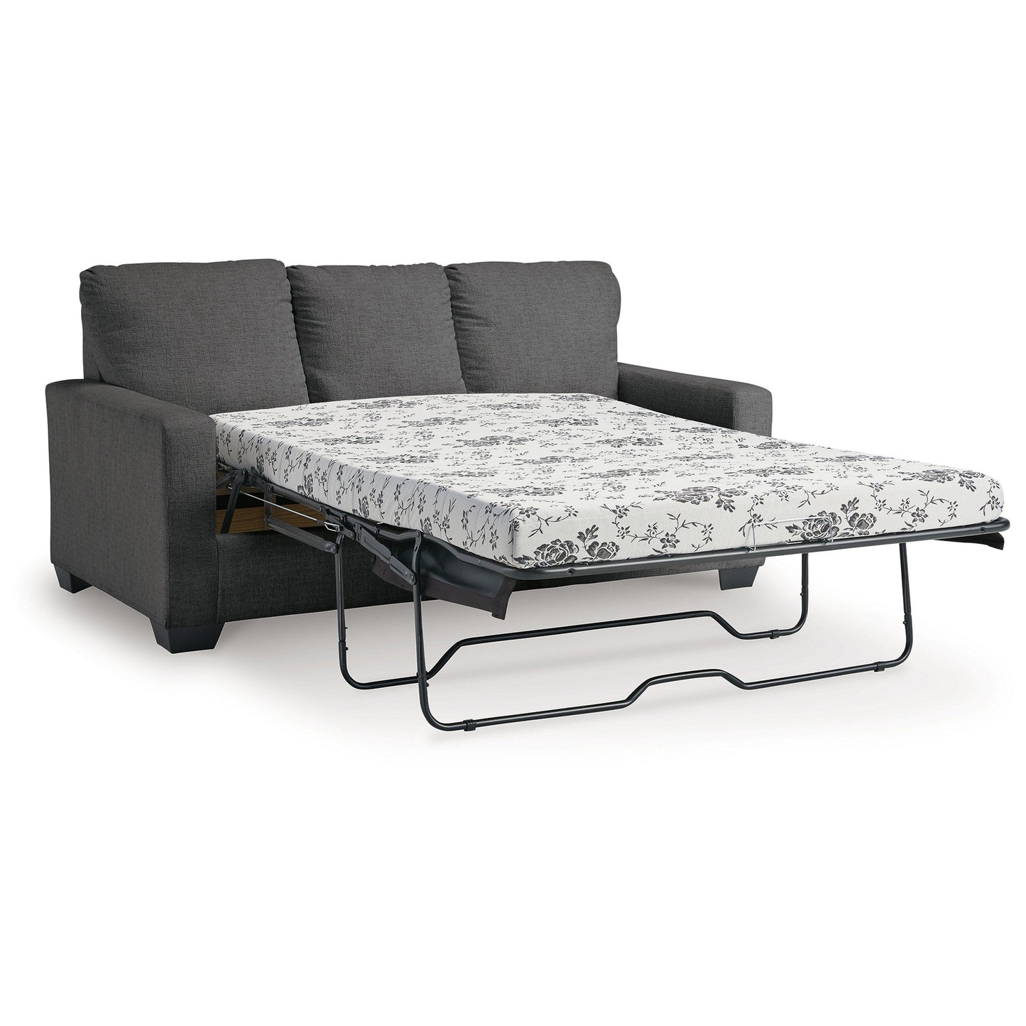 Canapé-lit Anise avec lit gigogne double, polyester gris étain