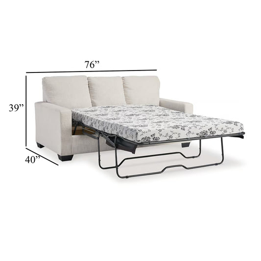 Canapé-lit Anise avec lit gigogne double, polyester blanc neige