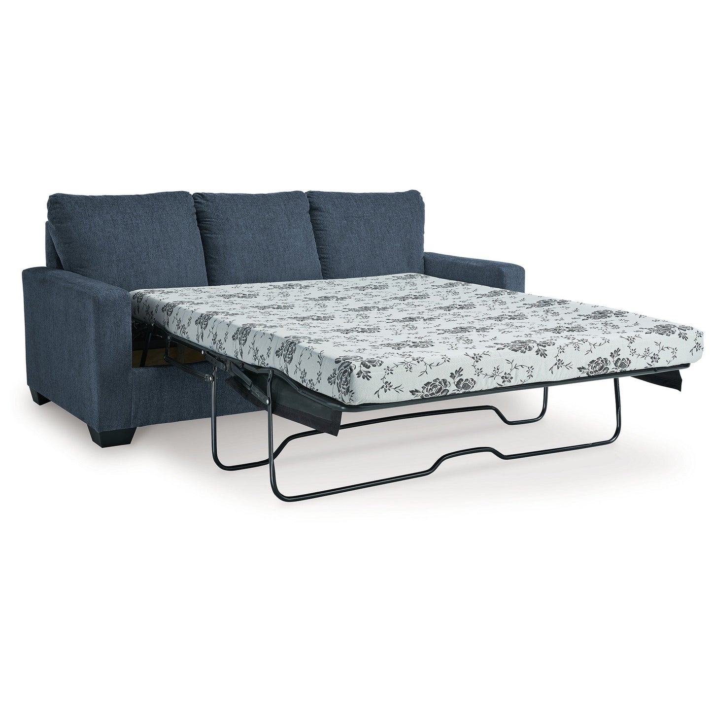 Canapé-lit Anise avec lit gigogne Queen Size, polyester bleu marine
